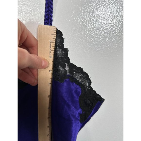 Vintage Victoria's Secret Small Nightgown Slip Purple Black Lace Sexy Polyester - Picture 10 of 12